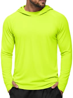 TACVASEN Men's UPF 50+ Hoodie Fishing Shirts Long Sleeve High Collar Mesh UV Sun Protection Rash Guard Swim Beach Running Hiking