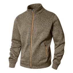 Men's Stand Collar sweatshirts casual zipper Cardigan Jacket outdoor Long Sleeve Solid Color Pullover Lightweight Streetwear