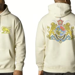 Persian Lion & Sun Matching Hoodie Imperial Crest Back Print Autumn and Winter Streetwear Long Sleeve Keep Warm Casual Pullover