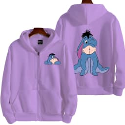 Eeyore Cartoon Anime Women Zipper Hoodie Spring Autumn Men Oversized Sweatshirt 2025 New Fashion Couple Jackets Coats