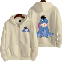 Eeyore Cartoon Anime Women Zipper Hoodie Spring Autumn Men Oversized Sweatshirt 2025 New Fashion Couple Jackets Coats