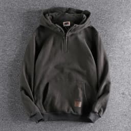 Autumn Winter American Retro 500g Heavyweight Hooded Hoodies Men's Pure Cotton Washed Youth Thickened Velvet Casual Sweatshirt