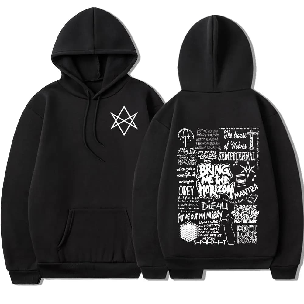 BringMe TheHorizon Hoodies BMTH Heavy Metal Rock Band Sweatshirts Men Women Oversized Casual Vintage Pullovers Jacket Streetwear