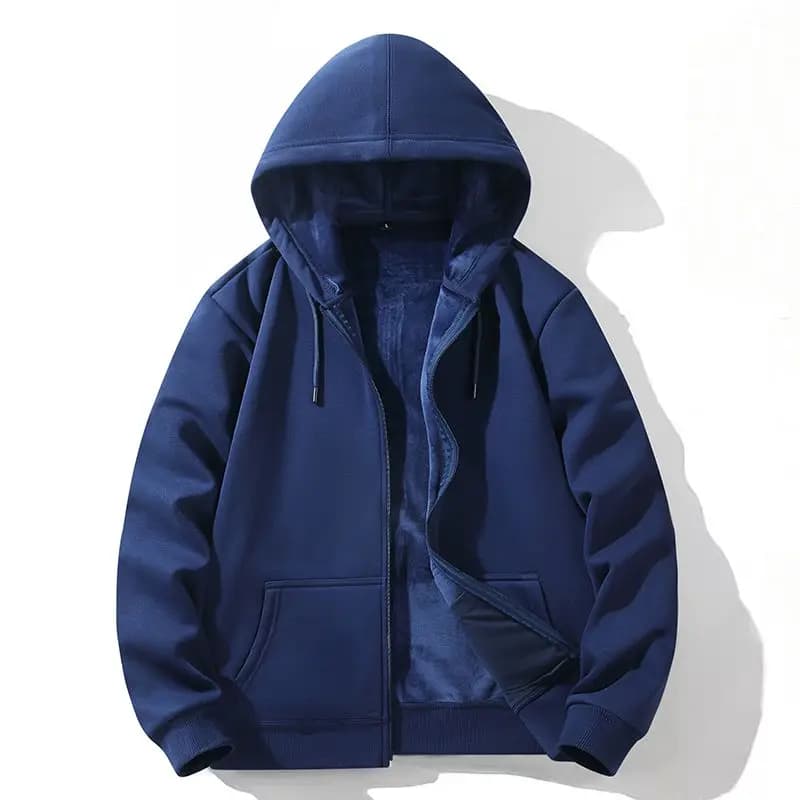 Zipper Hooded Sweatshirt Autumn Winter Fleece-lined Warm Composite Cardigan Pure Cotton Casual Men Women Base Solid Color Y2k