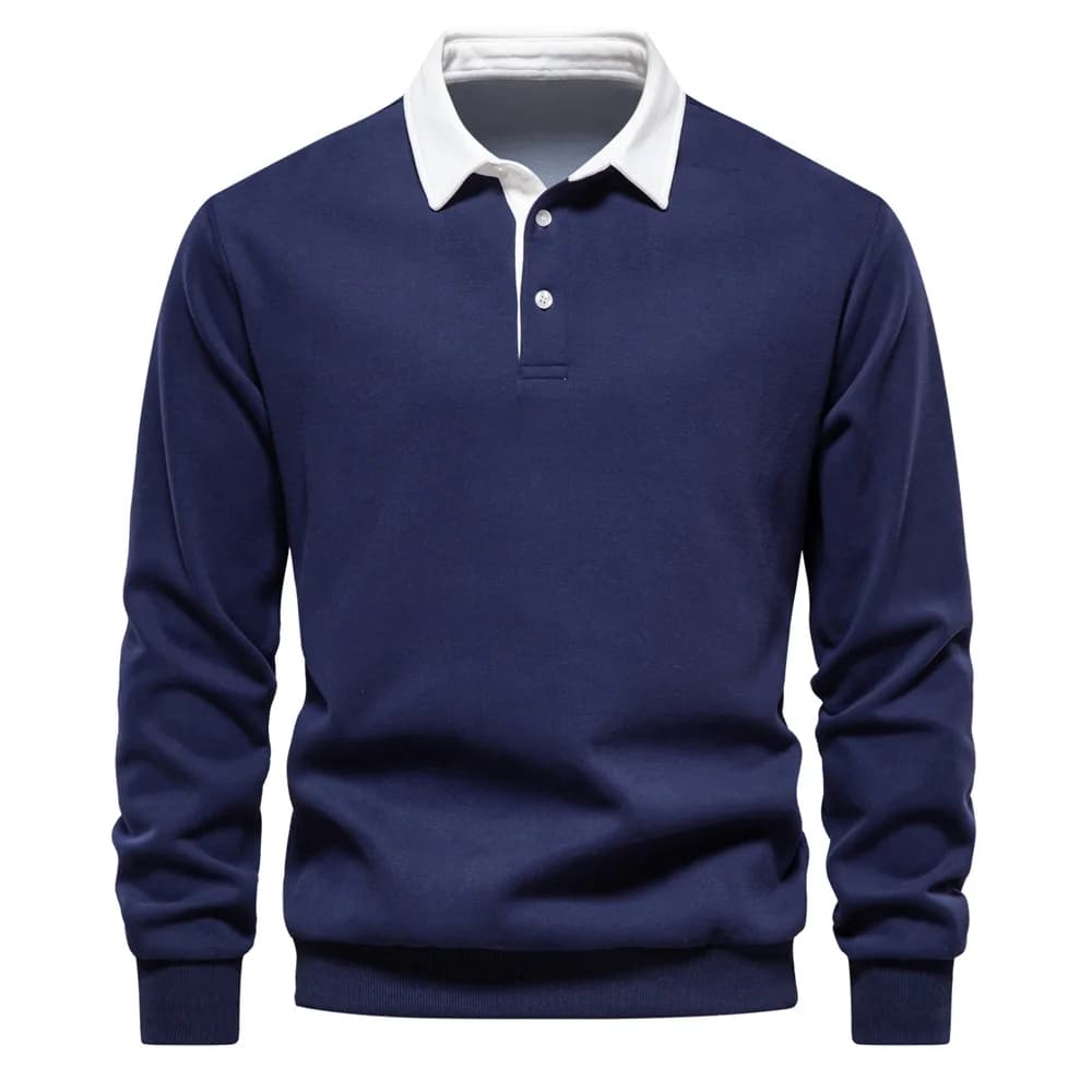 2025 Spring Autumn Polo Neck Sweatshirts for Men Fashion Smart Casual Cotton Mens Hoodies Sweatshirts High Quality Pullover Tops