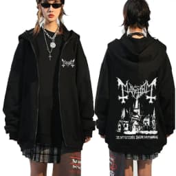 Mayhem De Mysteriis Dom Sathanas Album Zipper Hoodies Death Metal Gothic Zip Up Hoodie Men Women Oversized Fleece Hoody Jacket