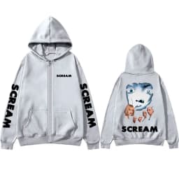 Horror Movie Scream Graphic Zipper Hoodie Billy Loomis Print Zip Up Jacket Men Women Hip Hop Vintage Oversized Zip Up Sweatshirt