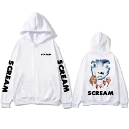 Horror Movie Scream Graphic Zipper Hoodie Billy Loomis Print Zip Up Jacket Men Women Hip Hop Vintage Oversized Zip Up Sweatshirt