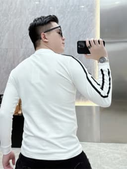 Men's Slim Fit Long Sleeve T-Shirt Embroidered Fleece Lined High Collar Base Shirt Youth Fashion Urban Style Wear Resistant