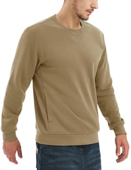 TACVASEN Winter Fleece Crewneck Sweatshirt Mens Warm Midweight Casual Long Sleeve Pullover Pocket Sports Sweatshirt Basic Tops