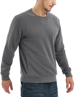 TACVASEN Winter Fleece Crewneck Sweatshirt Mens Warm Midweight Casual Long Sleeve Pullover Pocket Sports Sweatshirt Basic Tops