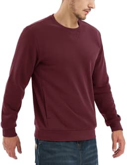 TACVASEN Winter Fleece Crewneck Sweatshirt Mens Warm Midweight Casual Long Sleeve Pullover Pocket Sports Sweatshirt Basic Tops