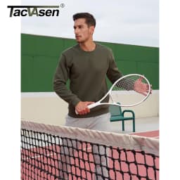 TACVASEN Winter Fleece Crewneck Sweatshirt Mens Warm Midweight Casual Long Sleeve Pullover Pocket Sports Sweatshirt Basic Tops