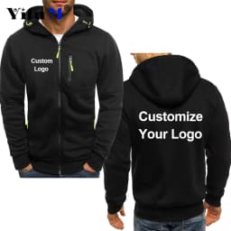 Custom Your Logo Men's Hoodies DIY Printed Sweatshirts Zipper for Male Hoody Sweatshirt Fleece Cardigan Hooded Jacket Autumn New