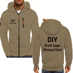 Custom Your Logo Men's Hoodies DIY Printed Sweatshirts Zipper for Male Hoody Sweatshirt Fleece Cardigan Hooded Jacket Autumn New