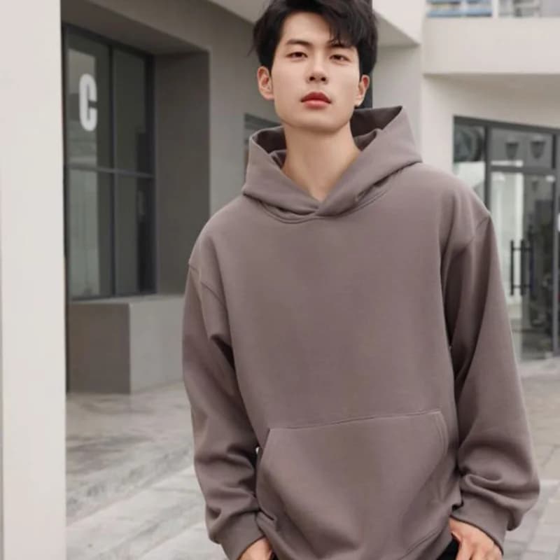 480GSM Winter Men's 100% Cotton Oversized Hoodies No String Casual Streetwear Sporty Hooded Sweatshirts Heavy Fleece Pullovers