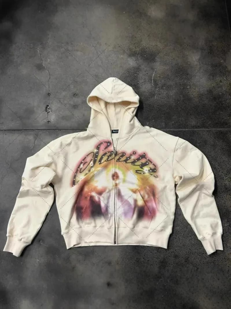 Letter print, hot stamping, hip-hop, personalized street style, men's and women's loose hoodie, zipper sweatshirt, autumn