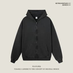 ZODF Retro Autumn Batik Washed Zipper Hoodie For Men Unisex Oversized Distressed 420gsm Terry 100% Cotton Hooded Coats HY0936