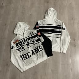 Streetwear Patchwork Letter Embroidery Zipper Terry Hooded Hoodie for Men Distressed Hole Cardigan Sweatshirt Jacket Oversized