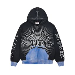 Streetwear Patchwork Letter Embroidery Zipper Terry Hooded Hoodie for Men Distressed Hole Cardigan Sweatshirt Jacket Oversized