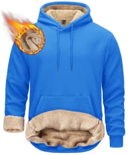 TACVASEN Thicken Sherpa Lining Hoodies Mens Winter Hoodies Pocket Sweatshirts Jackets Hooded Pullover Casual Coats Tops