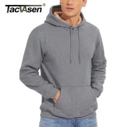 TACVASEN Thicken Sherpa Lining Hoodies Mens Winter Hoodies Pocket Sweatshirts Jackets Hooded Pullover Casual Coats Tops