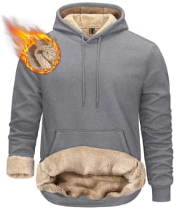TACVASEN Thicken Sherpa Lining Hoodies Mens Winter Hoodies Pocket Sweatshirts Jackets Hooded Pullover Casual Coats Tops
