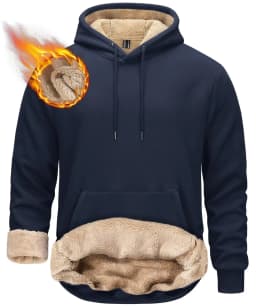 TACVASEN Thicken Sherpa Lining Hoodies Mens Winter Hoodies Pocket Sweatshirts Jackets Hooded Pullover Casual Coats Tops