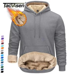 TACVASEN Thicken Sherpa Lining Hoodies Mens Winter Hoodies Pocket Sweatshirts Jackets Hooded Pullover Casual Coats Tops