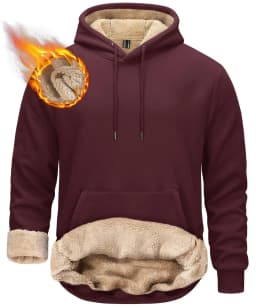 TACVASEN Thicken Sherpa Lining Hoodies Mens Winter Hoodies Pocket Sweatshirts Jackets Hooded Pullover Casual Coats Tops
