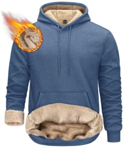 TACVASEN Thicken Sherpa Lining Hoodies Mens Winter Hoodies Pocket Sweatshirts Jackets Hooded Pullover Casual Coats Tops