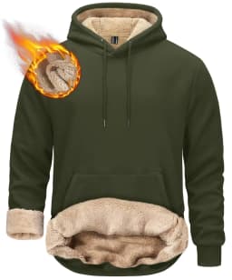 TACVASEN Thicken Sherpa Lining Hoodies Mens Winter Hoodies Pocket Sweatshirts Jackets Hooded Pullover Casual Coats Tops