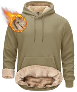 TACVASEN Thicken Sherpa Lining Hoodies Mens Winter Hoodies Pocket Sweatshirts Jackets Hooded Pullover Casual Coats Tops