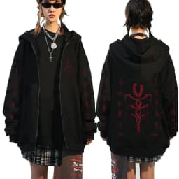 Game Bloodborne Graphic Zipper Hoodie Horror Hunter Cosplay Zip Up Jacket Men Women Casual Vintage Oversized Zip Up Sweatshirt