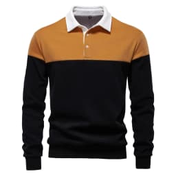 AIOPESON Men's Premium Cotton Sweatshirt Color Block Sweatshirt Long Sleeve Business Casual Social Sweatshirt