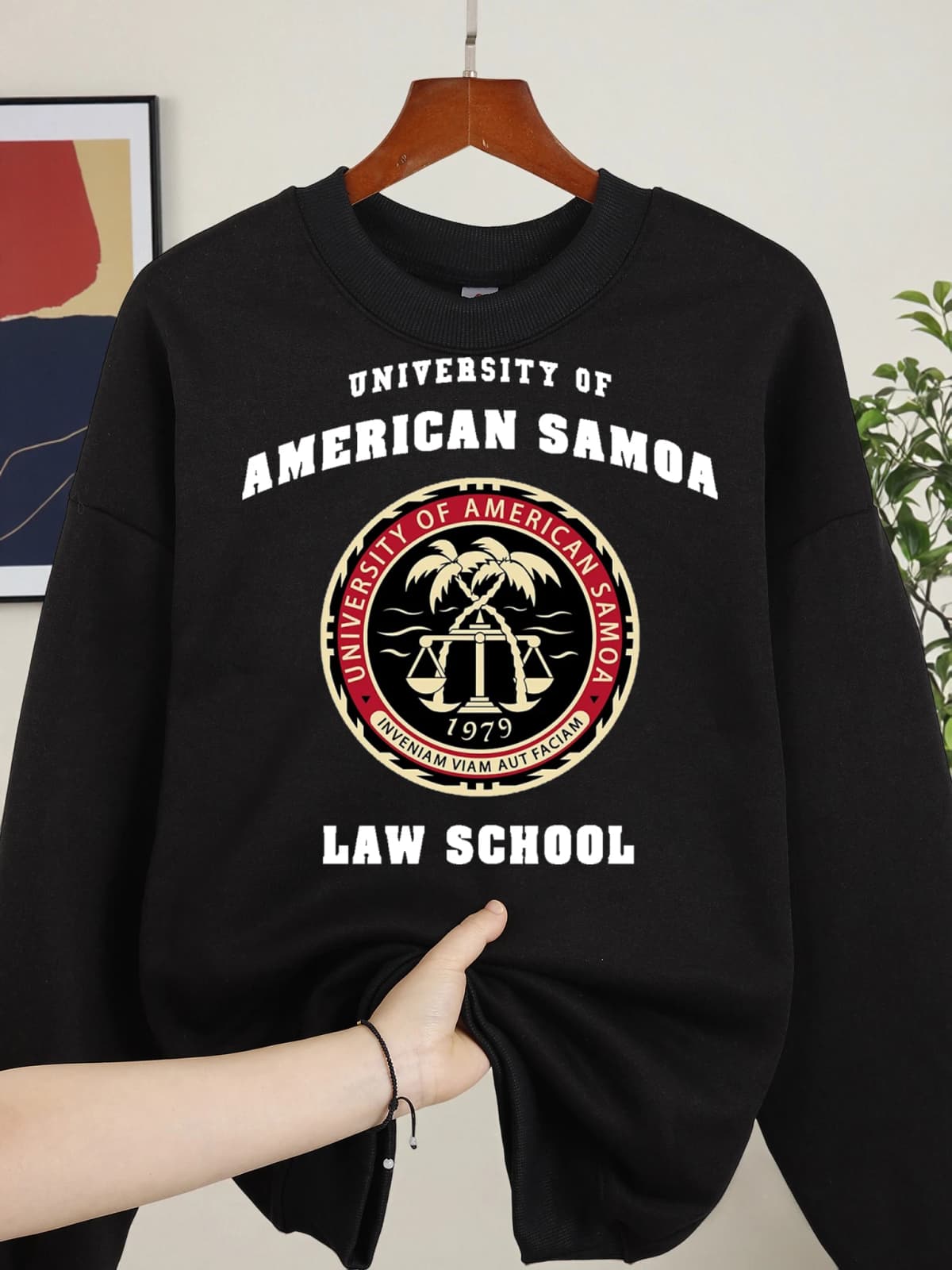 American Samoa Law School Print Men Sweatshirt Casual Soft O-Neck Top All-Match Clothing Unisex Autumn Loose Fleece Pullovers