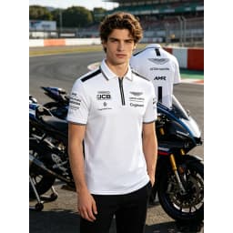 Aston Martin Men's Sporty Casual Zip-Up Polo Shirt Breathable Fashionable Trendy Zipper Closure Short Sleeve Clothing