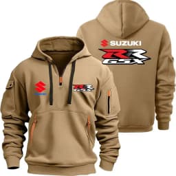 Suzuki GSX R Logo Motorcycle Racing New Fashionable Outdoor Sports Men's Half Zipper Pocket Women's Sports Hoodie