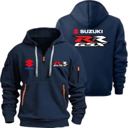 Suzuki GSX R Logo Motorcycle Racing New Fashionable Outdoor Sports Men's Half Zipper Pocket Women's Sports Hoodie