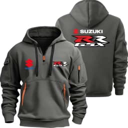 Suzuki GSX R Logo Motorcycle Racing New Fashionable Outdoor Sports Men's Half Zipper Pocket Women's Sports Hoodie