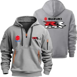 Suzuki GSX R Logo Motorcycle Racing New Fashionable Outdoor Sports Men's Half Zipper Pocket Women's Sports Hoodie