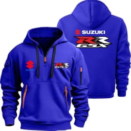 Suzuki GSX R Logo Motorcycle Racing New Fashionable Outdoor Sports Men's Half Zipper Pocket Women's Sports Hoodie