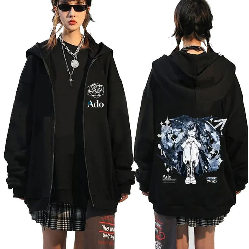 Ado World Tour 2025 Hibana Zipper Hoodie Men Women Fashion Japanese Style Zip Up Jacket Unisex Casual Fleece Zip Up Sweatshirt