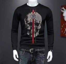 S-4XL Hoodies Men Streetwear Anime Skulls Graphic Men's Sweatshirt Hoodie Casual Rhinestones Sweatshirts Clothing