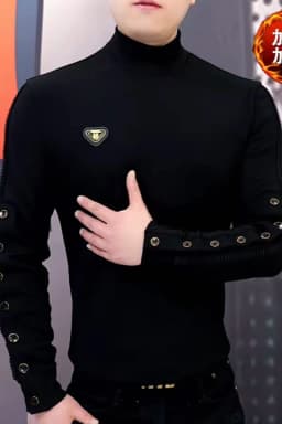 Autumn Winter Half High Collar T-shirt for Men Thick and Warm Casual Social Sweatshirt Long Sleeve Streetwear Pullover M-5XL