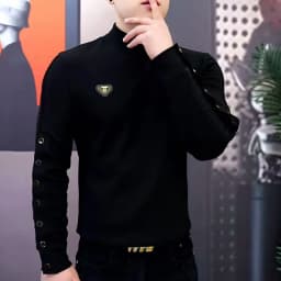 Autumn Winter Half High Collar T-shirt for Men Thick and Warm Casual Social Sweatshirt Long Sleeve Streetwear Pullover M-5XL