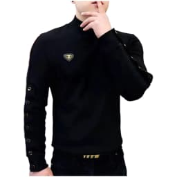 Autumn Winter Half High Collar T-shirt for Men Thick and Warm Casual Social Sweatshirt Long Sleeve Streetwear Pullover M-5XL