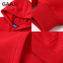 GAAJ Hoodie Premium 100% Cotton 450g Heavyweight Warm Thick Fleece Winter Solid Coat Casual Hood Sweatshirt Men Women Clothes