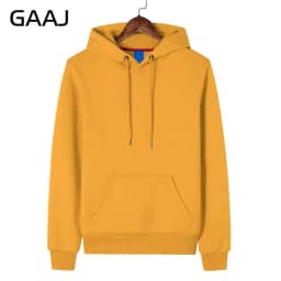 GAAJ Hoodie Premium 100% Cotton 450g Heavyweight Warm Thick Fleece Winter Solid Coat Casual Hood Sweatshirt Men Women Clothes