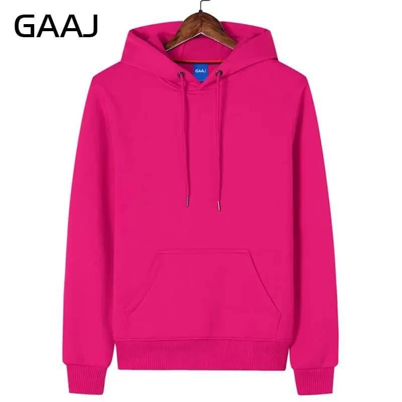 GAAJ Hoodie Premium 100% Cotton 450g Heavyweight Warm Thick Fleece Winter Solid Coat Casual Hood Sweatshirt Men Women Clothes